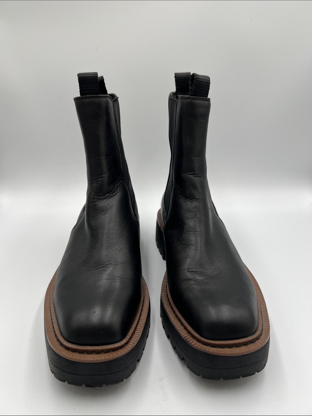 Sam Edelman Laguna lug sole chunky Chelsea boots shoe black leather ankle 7 - Picture 3 of 5